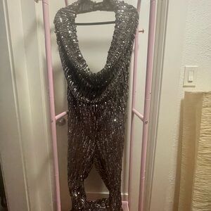 Fashion Nova Black Sequin Jumpsuit